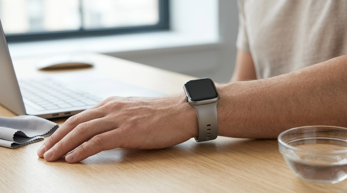 Titanium-Color Silicone Apple Watch Band: Fit & Care